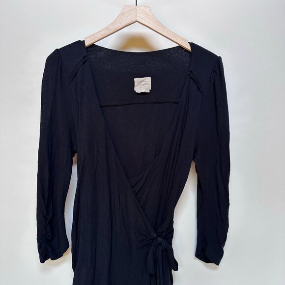 Anthropologie Vanessa Virginia Lena Black Faux Wrap Dress Size S - Picture 3 of 8